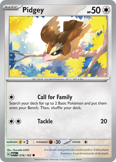 Pidgey 16 151 Pokémon card