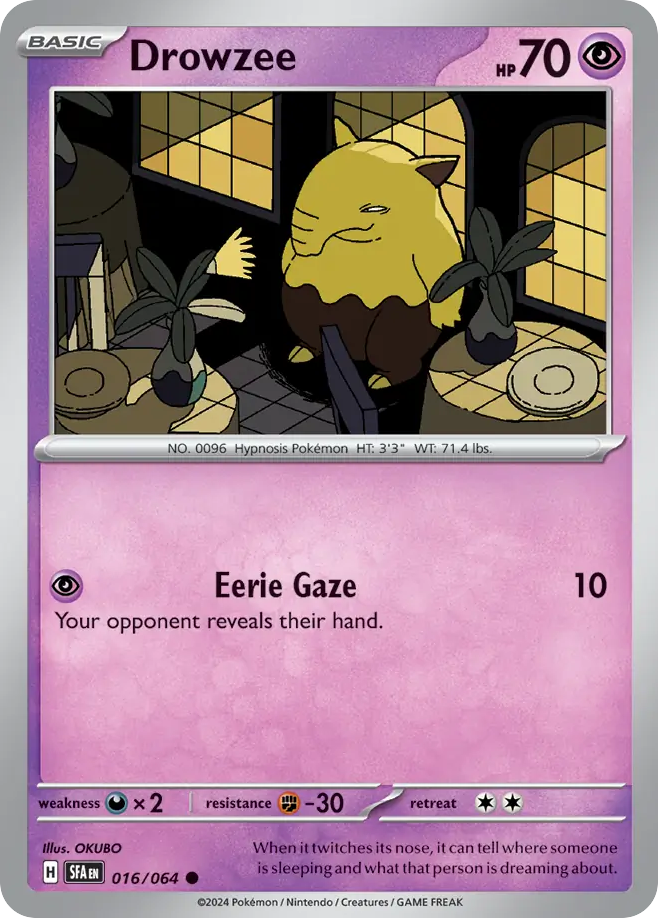Drowzee 16 Shrouded Fable Pokémon card