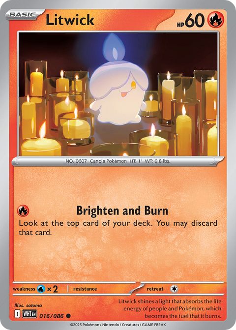 Litwick 16 White Flare Pokémon card