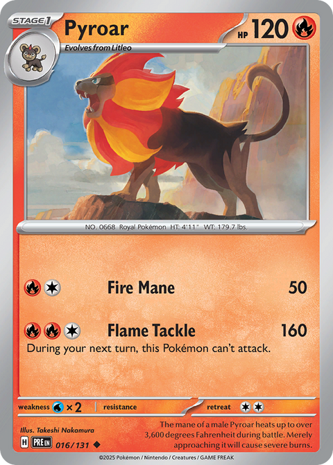 Pyroar 16 Prismatic Evolutions Pokémon card
