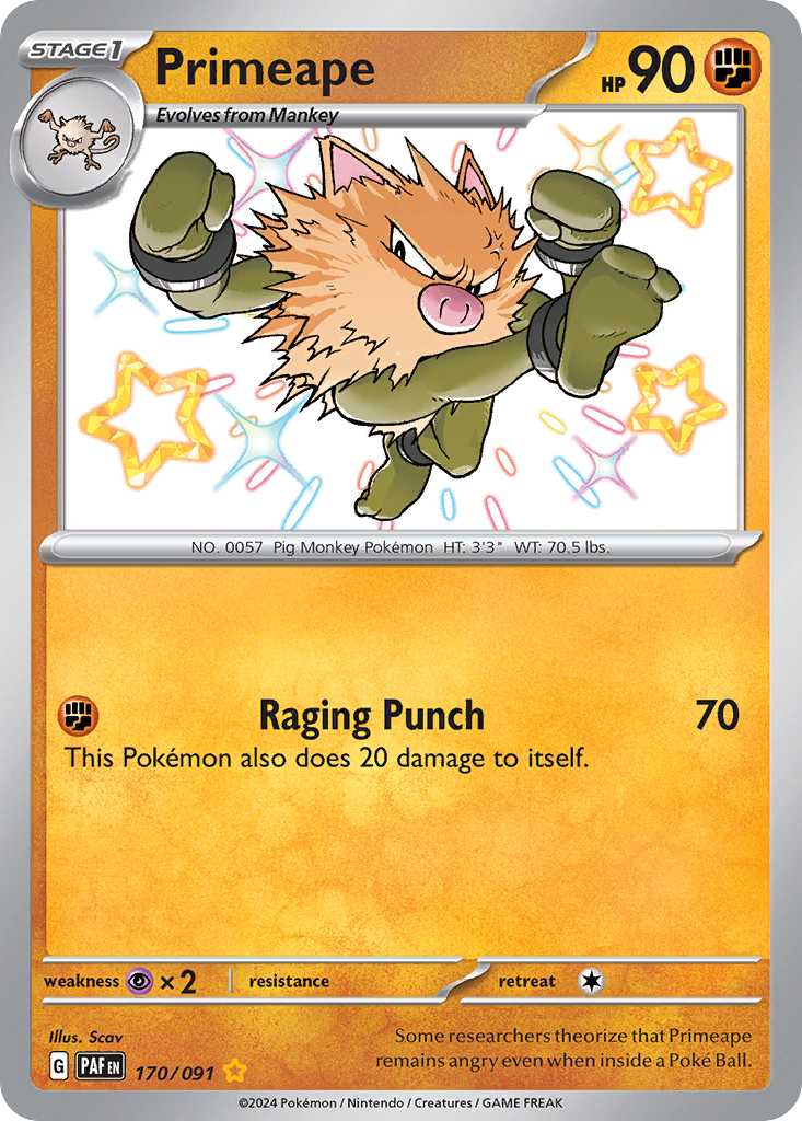 Primeape 170 Paldean Fates Pokémon card