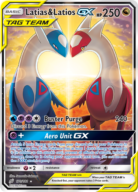Latias & Latios-GX 170 Team Up Pokémon card