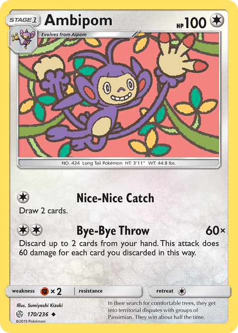Ambipom 170 Cosmic Eclipse Pokémon card