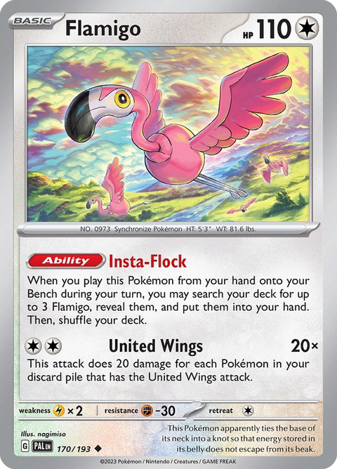 Flamigo 170 Paldea Evolved Pokémon card