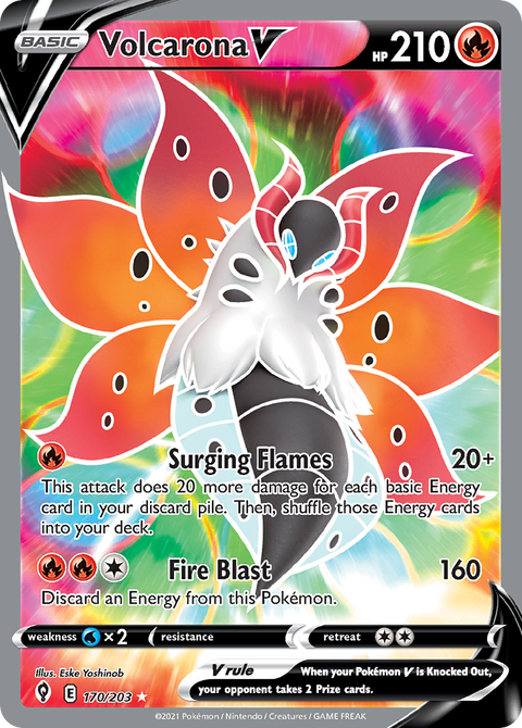 Volcarona V 170 Evolving Skies Pokémon card