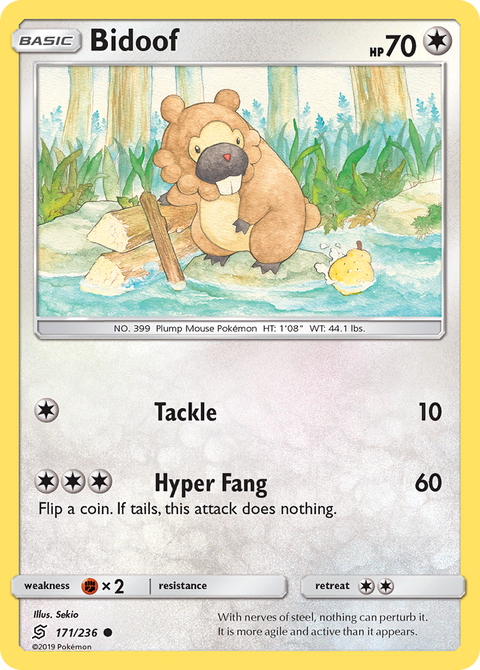Bidoof 171 Unified Minds Pokémon card