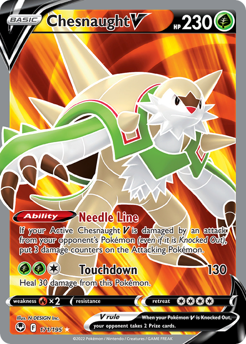 Chesnaught V 171 Silver Tempest Pokémon card