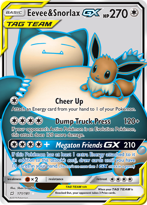 Eevee & Snorlax-GX 171 Team Up Pokémon card