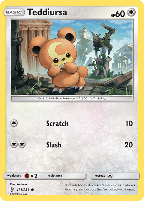 Teddiursa 171 Cosmic Eclipse Pokémon card