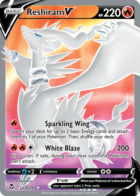 Reshiram V 172 Silver Tempest Pokémon card