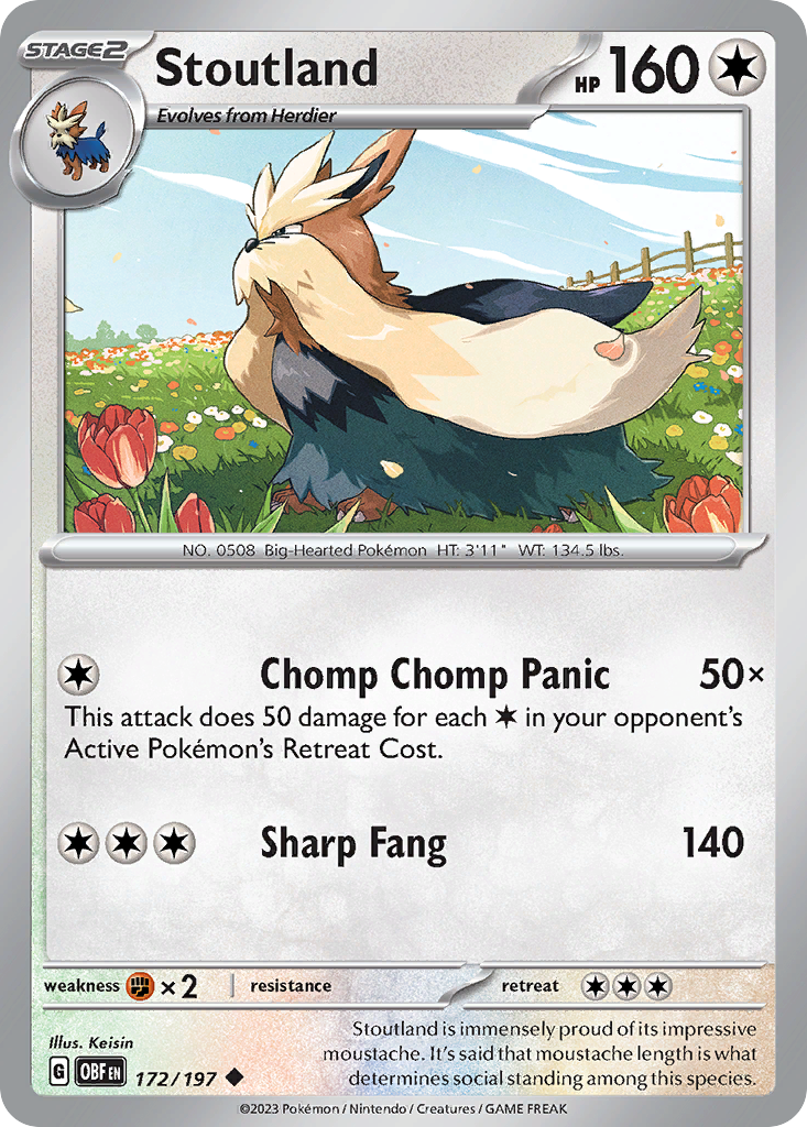 Stoutland 172 Obsidian Flames Pokémon card