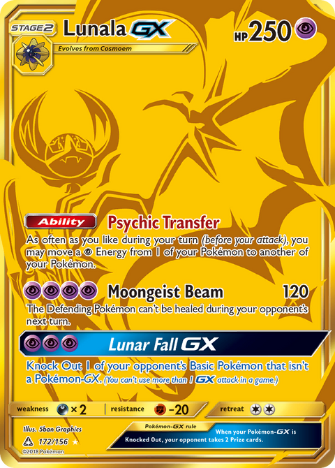 Lunala-GX 172 Ultra Prism Pokémon card