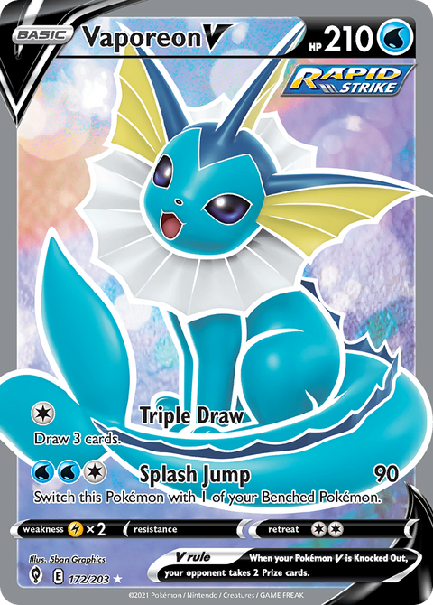 Vaporeon V 172 Evolving Skies Pokémon card