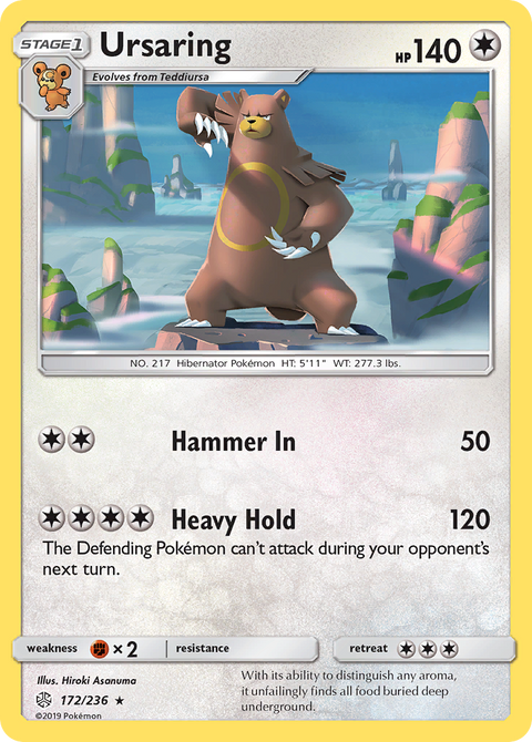 Ursaring 172 Cosmic Eclipse Pokémon card