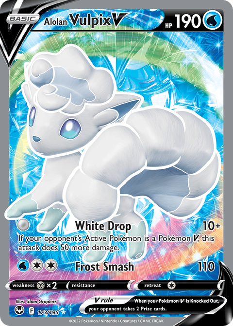 Alolan Vulpix V 173 Silver Tempest Pokémon card