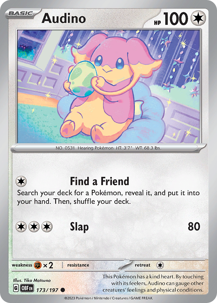 Audino 173 Obsidian Flames Pokémon card