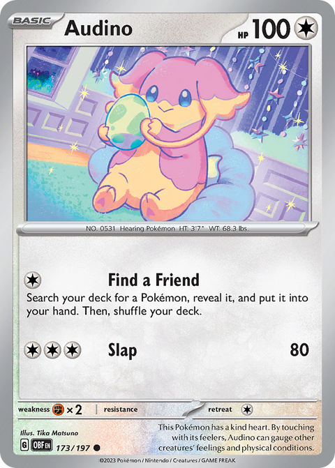 Audino 173 Obsidian Flames Pokémon card