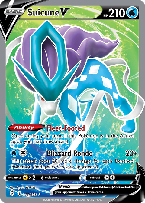 Suicune V 173 Evolving Skies Pokémon card