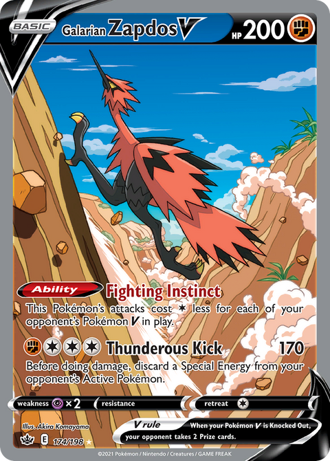 Galarian Zapdos V 174 Chilling Reign Pokémon card