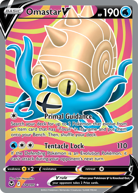 Omastar V 174 Silver Tempest Pokémon card