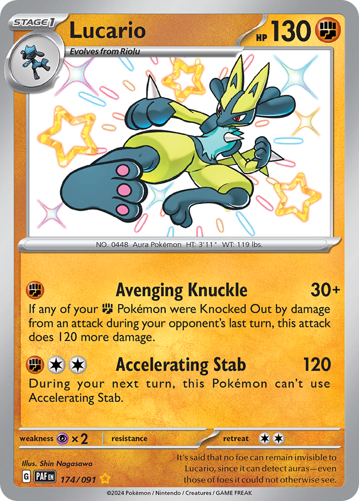 Lucario 174 Paldean Fates Pokémon card