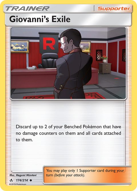 Giovanni's Exile 174 Unbroken Bonds Pokémon card