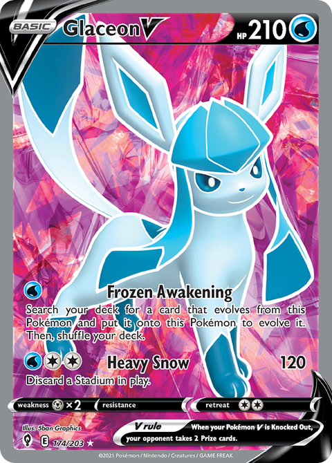 Glaceon V 174 Evolving Skies Pokémon card