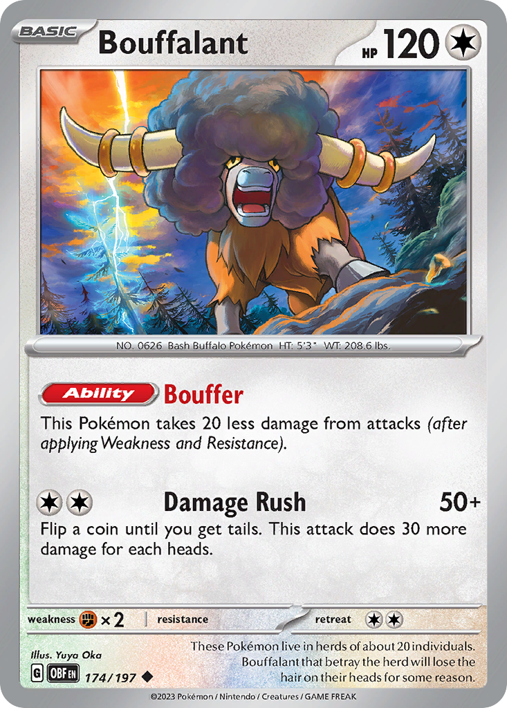 Bouffalant 174 Obsidian Flames Pokémon card