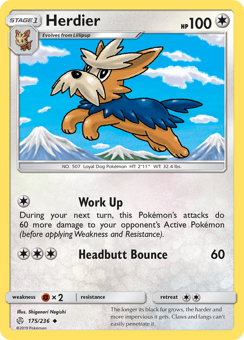 Herdier 175 Cosmic Eclipse Pokémon card