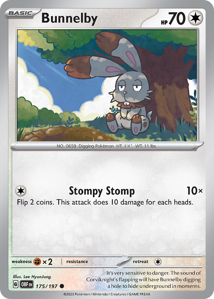 Bunnelby 175 Obsidian Flames Pokémon card