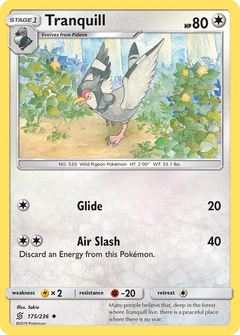 Tranquill 175 Unified Minds Pokémon card