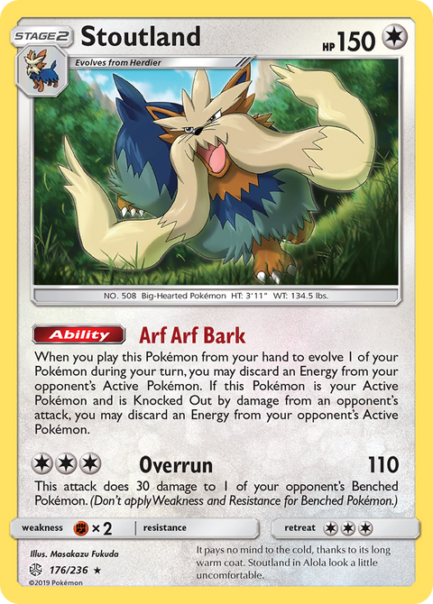 Stoutland 176 Cosmic Eclipse Pokémon card