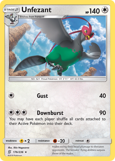 Unfezant 176 Unified Minds Pokémon card
