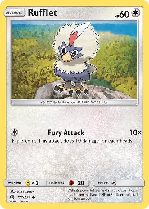 Rufflet 177 Cosmic Eclipse Pokémon card