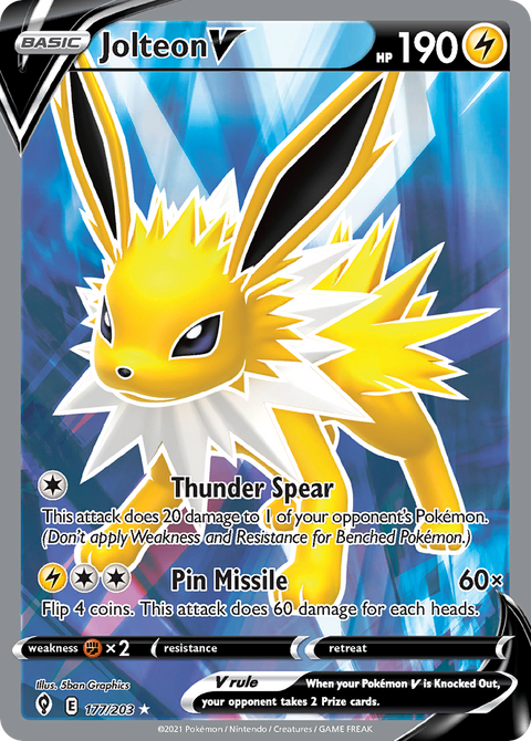 Jolteon V 177 Evolving Skies Pokémon card