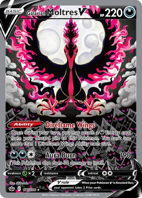 Galarian Moltres V 177 Chilling Reign Pokémon card