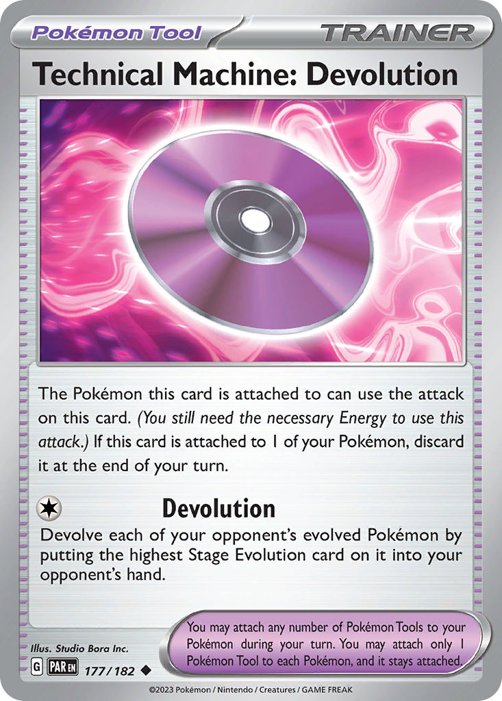 Technical Machine: Devolution 177 Paradox Rift Pokémon card