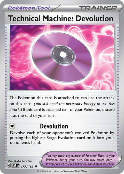 Technical Machine: Devolution 177 Paradox Rift Pokémon card