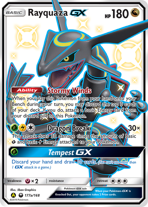 Rayquaza-GX 177a Celestial Storm Pokémon card
