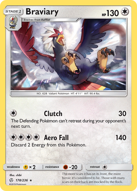 Braviary 178 Cosmic Eclipse Pokémon card