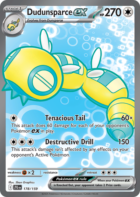 Dudunsparce ex 178 Journey Together Pokémon card
