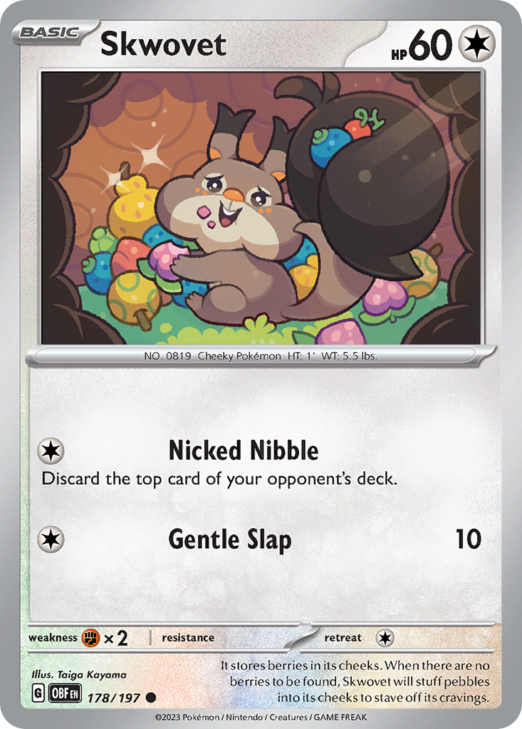 Skwovet 178 Obsidian Flames Pokémon card