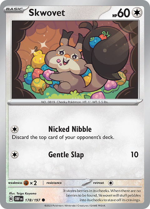 Skwovet 178 Obsidian Flames Pokémon card