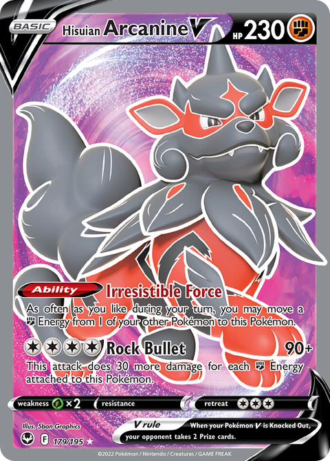 Hisuian Arcanine V 179 Silver Tempest Pokémon card