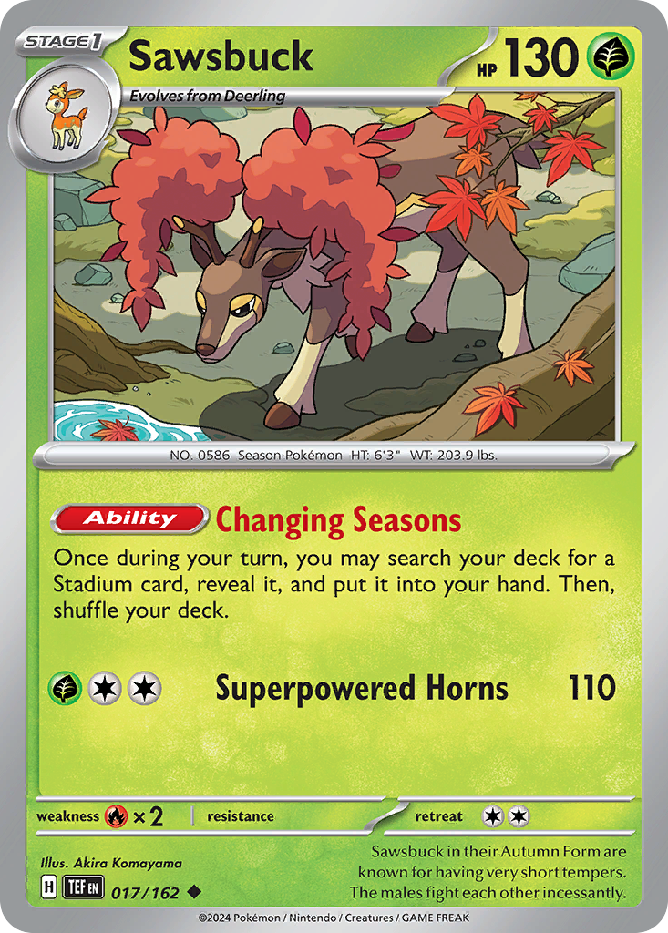 Sawsbuck 17 Temporal Forces Pokémon card