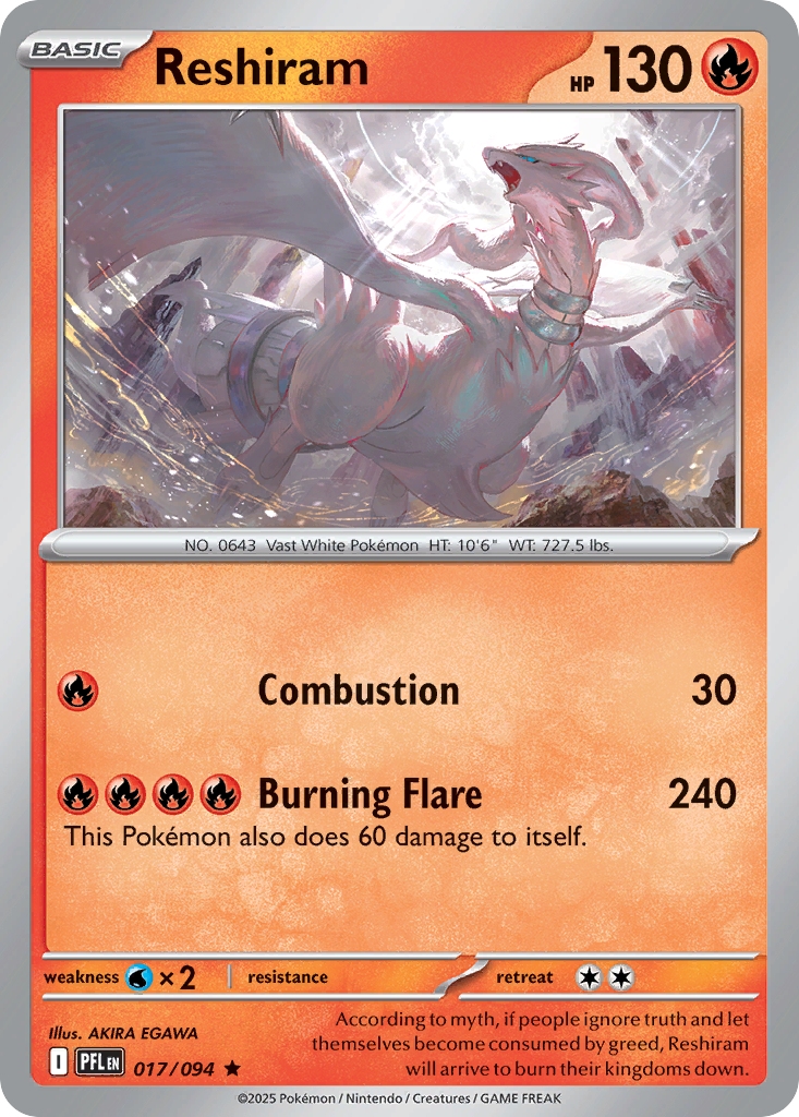 Reshiram 17 Phantasmal Flames Pokémon card