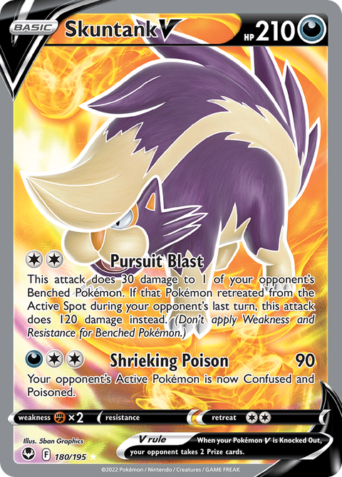 Skuntank V 180 Silver Tempest Pokémon card