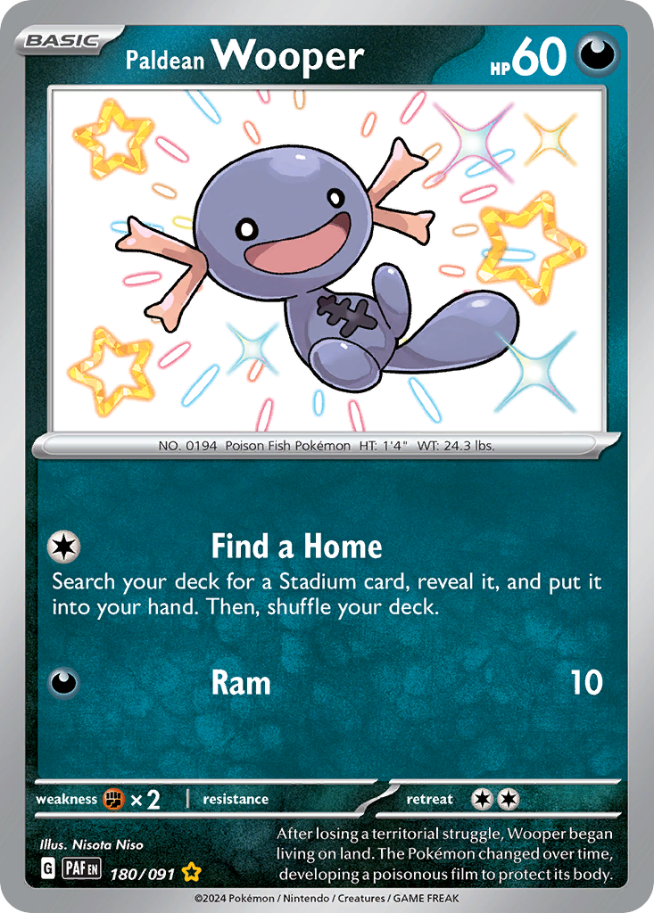 Paldean Wooper 180 Paldean Fates Pokémon card