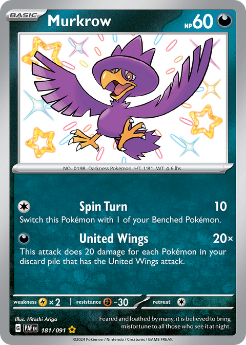 Murkrow 181 Paldean Fates Pokémon card
