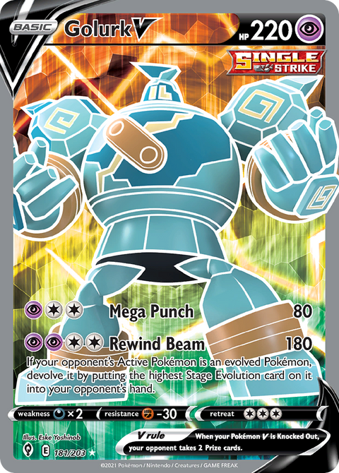 Golurk V 181 Evolving Skies Pokémon card